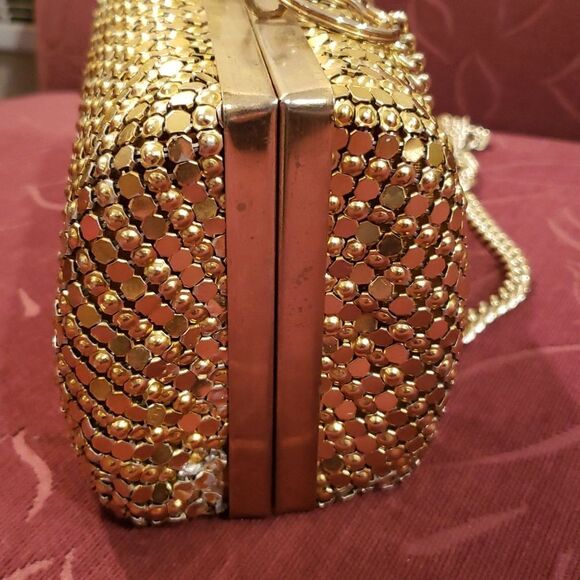 Vintage Goldtone Mesh Box Clutch Purse - Picture 4 of 11